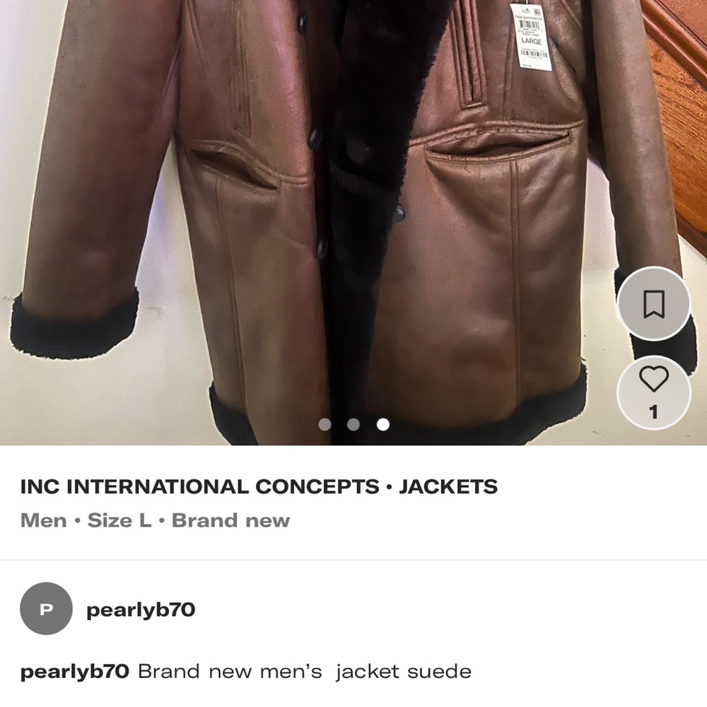 INC International Concepts Dark Brown Suede Jacket